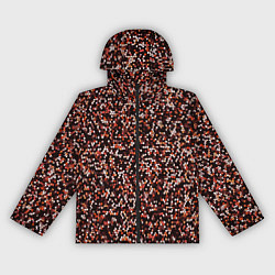Ветровка с капюшоном женская Тёмный красный паттерн мелкая мозаика, цвет: 3D-черный