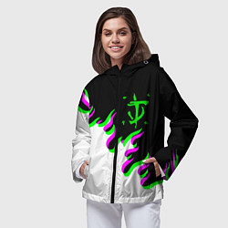 Ветровка с капюшоном женская Doom logo fire demon, цвет: 3D-черный — фото 2