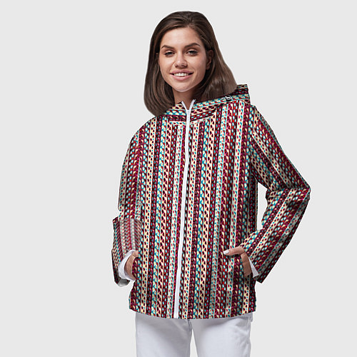 Женская ветровка Разноцветные полосы-узоры / 3D-Белый – фото 3