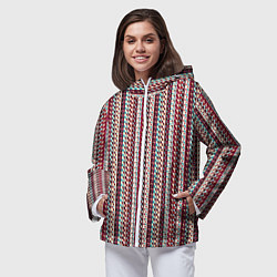 Ветровка с капюшоном женская Разноцветные полосы-узоры, цвет: 3D-белый — фото 2