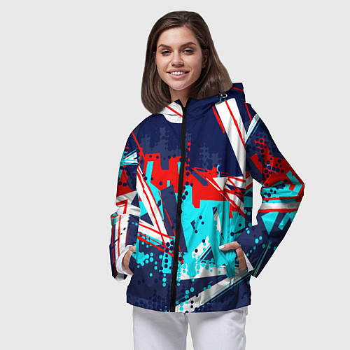 Женская ветровка Яркий абстрактный узор для спорта / 3D-Черный – фото 3