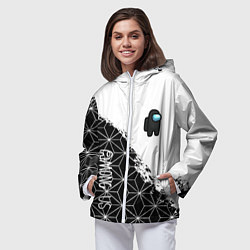 Ветровка с капюшоном женская Among us mobile game retro, цвет: 3D-белый — фото 2