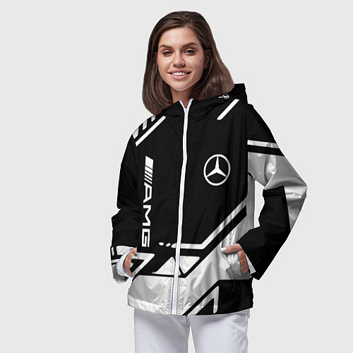 Женская ветровка Mercedes bens geometry / 3D-Белый – фото 3
