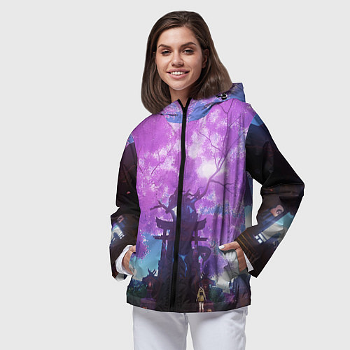 Женская ветровка Genshin Impact Сакура Наруками / 3D-Черный – фото 3
