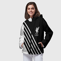Ветровка с капюшоном женская Liverpool sport fc geometry, цвет: 3D-черный — фото 2
