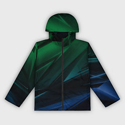 Женская ветровка Зелено-синие абстрактные объемные полосы