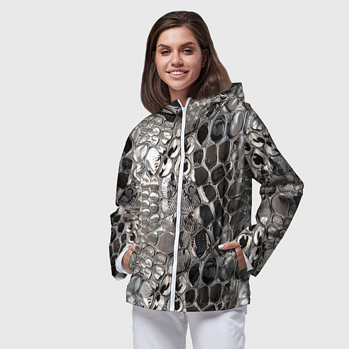 Женская ветровка Серебряная кожа змеи / 3D-Белый – фото 3