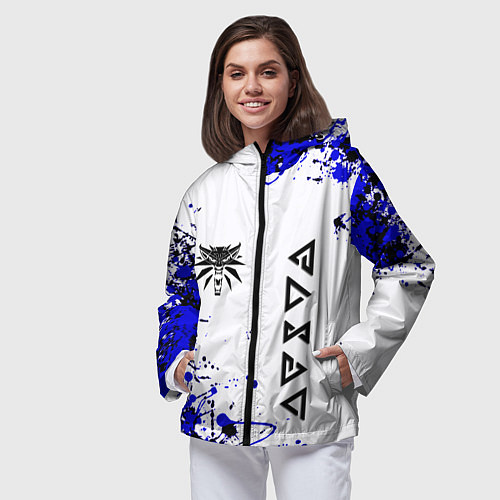 Женская ветровка Ведьмак лого краски / 3D-Черный – фото 3