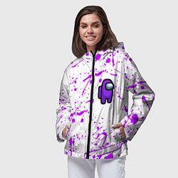 Ветровка с капюшоном женская Among us neon colors game, цвет: 3D-черный — фото 2