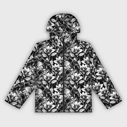 Ветровка с капюшоном женская Вороны в цветах, цвет: 3D-черный