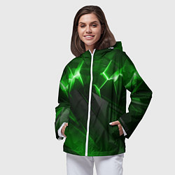 Ветровка с капюшоном женская Яркая зеленая объемная абстракция, цвет: 3D-белый — фото 2