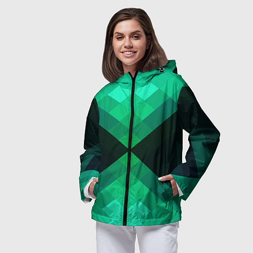 Женская ветровка Изумрудная мозаика / 3D-Черный – фото 3