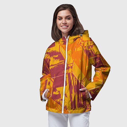 Женская ветровка Яркий абстрактный паттерн для спорта / 3D-Белый – фото 3