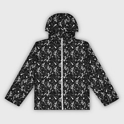 Ветровка с капюшоном женская Скетч с изображением скелетов на черном фоне, цвет: 3D-белый