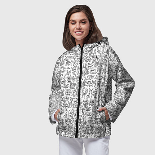 Женская ветровка Человечки и пришельцы / 3D-Черный – фото 3