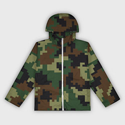 Ветровка с капюшоном женская Камуфляж хаки текстура, цвет: 3D-белый