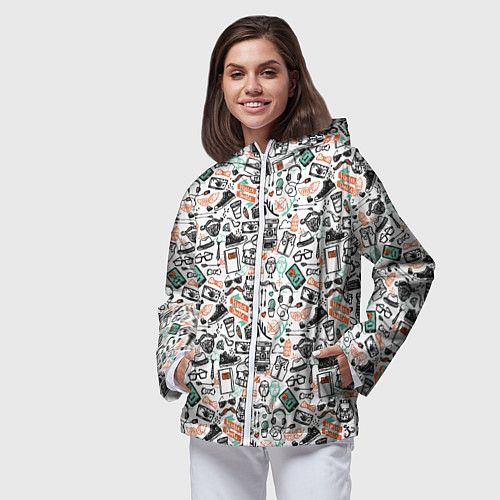 Женская ветровка Дудл хипстер / 3D-Белый – фото 3