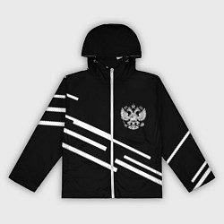 Ветровка с капюшоном женская Россия геометрия спорт, цвет: 3D-белый