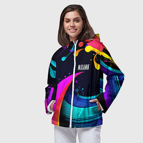Женская ветровка Neon abstraction - Milano / 3D-Белый – фото 3