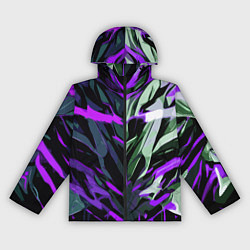Ветровка с капюшоном женская Хаотичная чёрно-фиолетово абстракция, цвет: 3D-черный