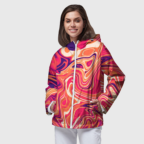 Женская ветровка Абстракция кислотно мраморный фон / 3D-Белый – фото 3