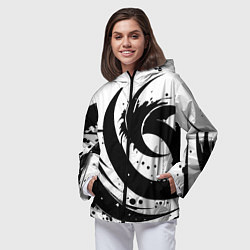 Ветровка с капюшоном женская Ai art black and white abstraction, цвет: 3D-черный — фото 2