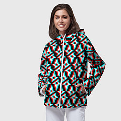 Ветровка с капюшоном женская Астралис глитч логотип, цвет: 3D-белый — фото 2