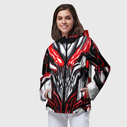 Ветровка с капюшоном женская Абстрактный красный череп, цвет: 3D-черный — фото 2