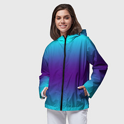 Ветровка с капюшоном женская Градиент из неона, цвет: 3D-черный — фото 2