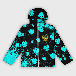 Ветровка с капюшоном женская Герб текстура РФ, цвет: 3D-белый