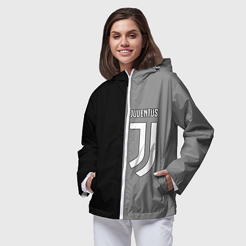 Женская ветровка Ювентус геометрия / 3D-Белый – фото 3