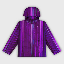 Ветровка с капюшоном женская Вертикальные фиолетовые линии на чёрном фоне, цвет: 3D-черный
