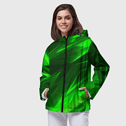 Ветровка с капюшоном женская Кислотные стрипсы неон, цвет: 3D-черный — фото 2