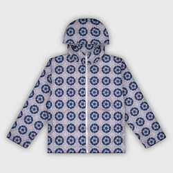 Ветровка с капюшоном женская Узор синяя плитка, цвет: 3D-белый