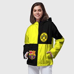 Ветровка с капюшоном женская Barcelona x Borussia, цвет: 3D-черный — фото 2