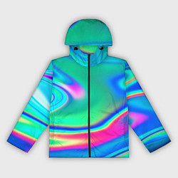 Ветровка с капюшоном женская Неоновые голографические краски - светло-голубоват, цвет: 3D-черный