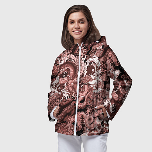 Женская ветровка Драконы в японском стиле / 3D-Белый – фото 3