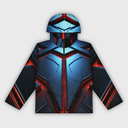 Ветровка с капюшоном женская Разлом плит под углом с красным светом, цвет: 3D-черный