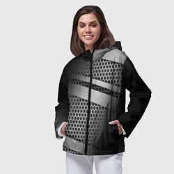Ветровка с капюшоном женская Карбоновая текстура хром, цвет: 3D-черный — фото 2