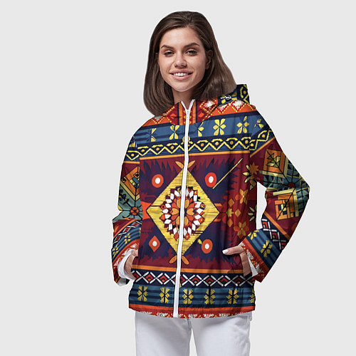 Женская ветровка Стиль советского ковра узоры и орнамент / 3D-Белый – фото 3