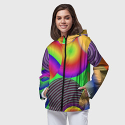 Ветровка с капюшоном женская Яркие шары с градиентом, цвет: 3D-черный — фото 2