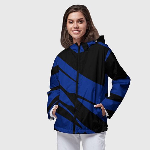 Женская ветровка Чёрно-синий полосами / 3D-Черный – фото 3