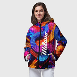Ветровка с капюшоном женская Colourful abstraction - Milano, цвет: 3D-черный — фото 2