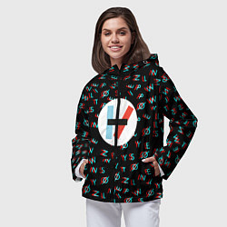 Ветровка с капюшоном женская Twenty one pilots glitch, цвет: 3D-черный — фото 2