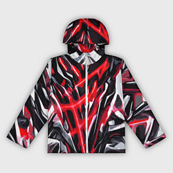 Ветровка с капюшоном женская Красная энергетическая абстракция, цвет: 3D-белый