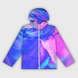 Ветровка с капюшоном женская Неоновая текстура абстракция, цвет: 3D-белый