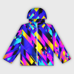 Ветровка с капюшоном женская Неоновая геометрия плитка, цвет: 3D-белый