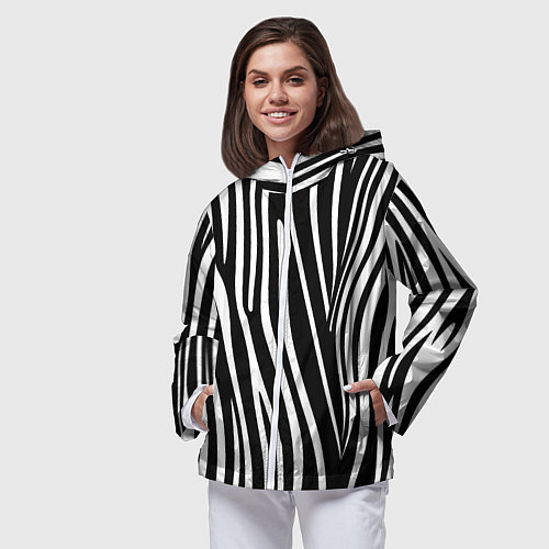Женская ветровка Полоски зебры / 3D-Белый – фото 3