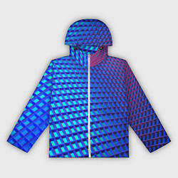 Ветровка с капюшоном женская Неоновая клетка текстура, цвет: 3D-белый
