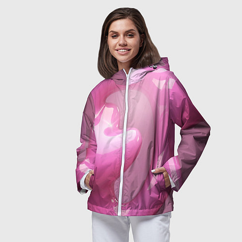 Женская ветровка Розовые краски абстракция / 3D-Белый – фото 3